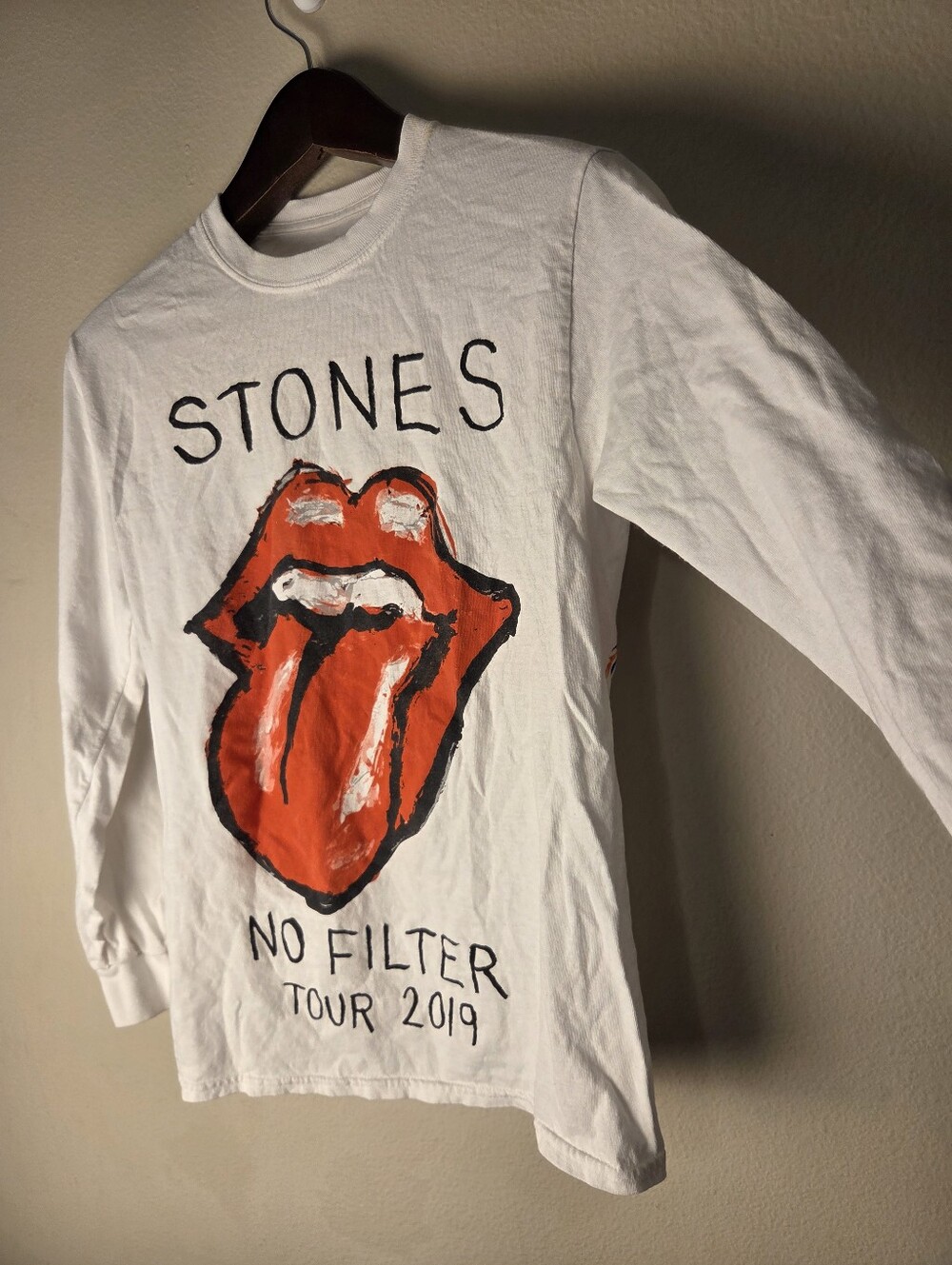 Rolling Stones No Filter Tour Shirt 2019 Small Long Sleeve White Lips